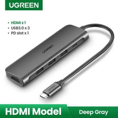 Ugreen 5in1 bộ chuyển USB type C ra 3*USB 3.1 - sạc 100w PD - 4K HDMI 70495