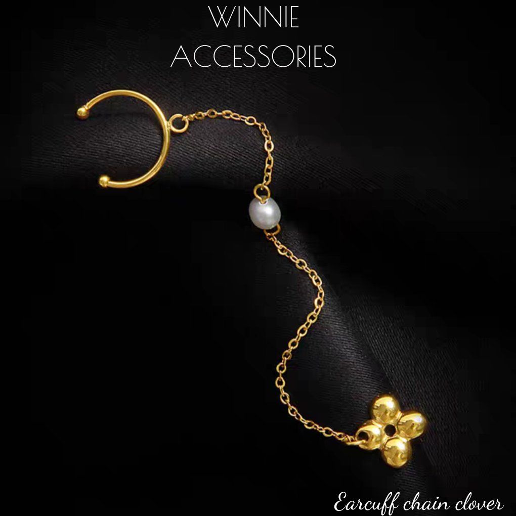 Hoa tai Titan Earcuff Chain Clover (1 chiếc)