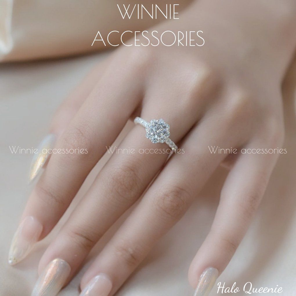 Nhẫn Bạc S925 Halo Queenie