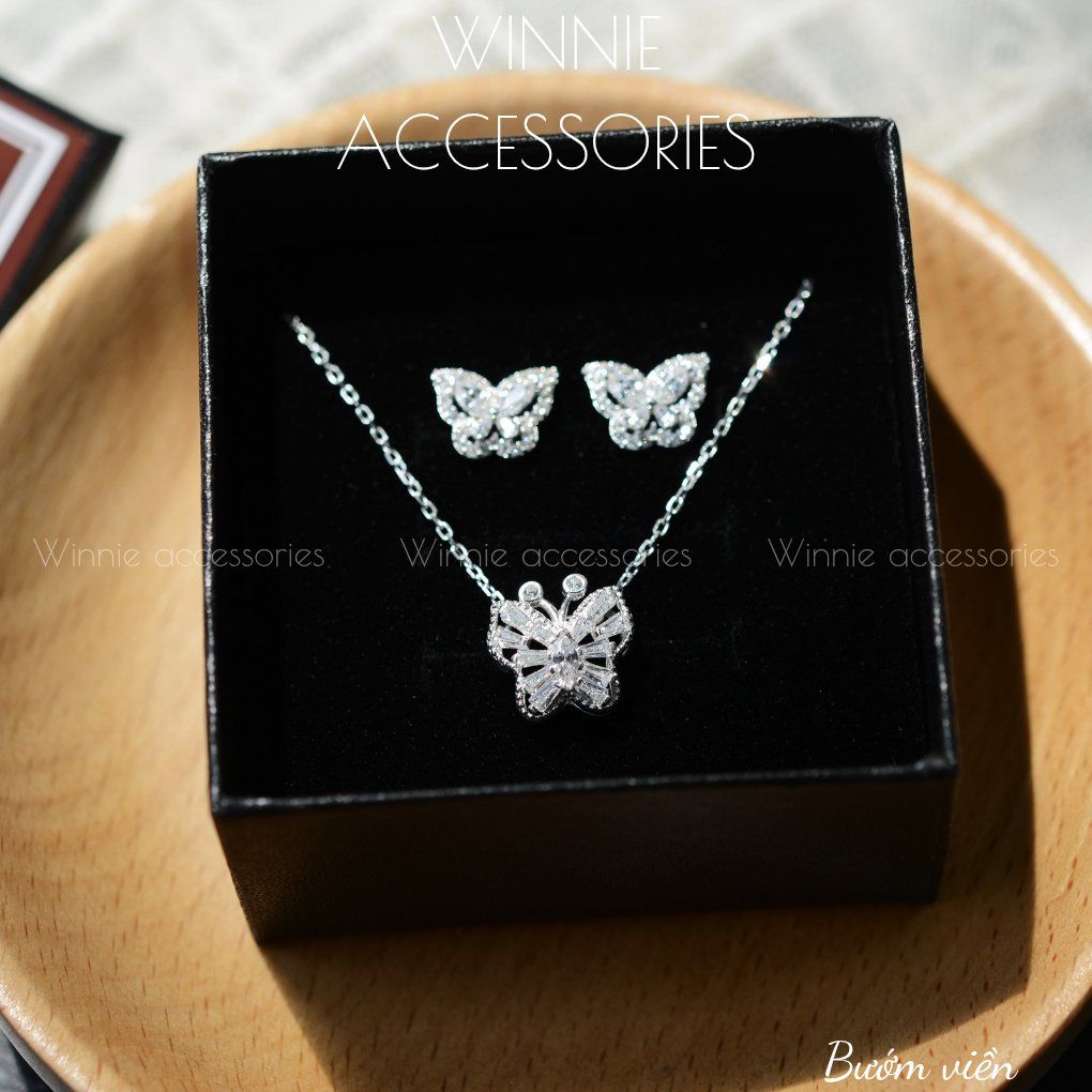 Hoa tai Bạc S925 Bướm viền