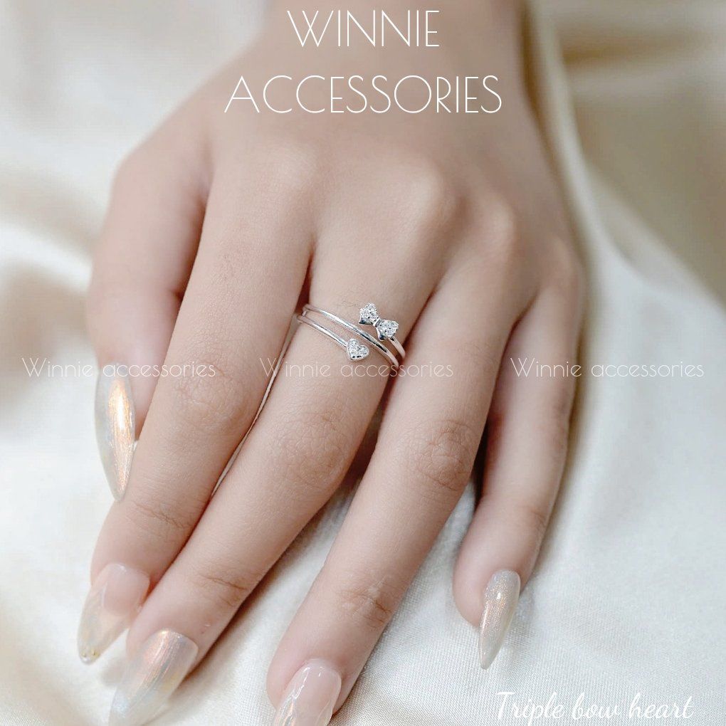 Nhẫn Bạc S925 Triple Bow Heart