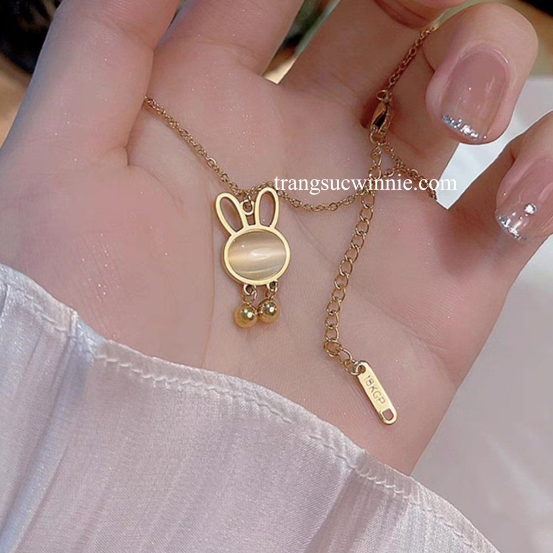 Dây chuyền titan Thỏ Opal