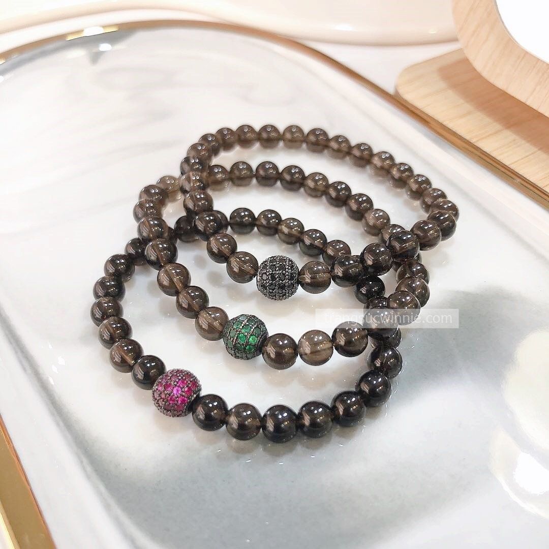 Vòng tay thạch anh xám 6mm