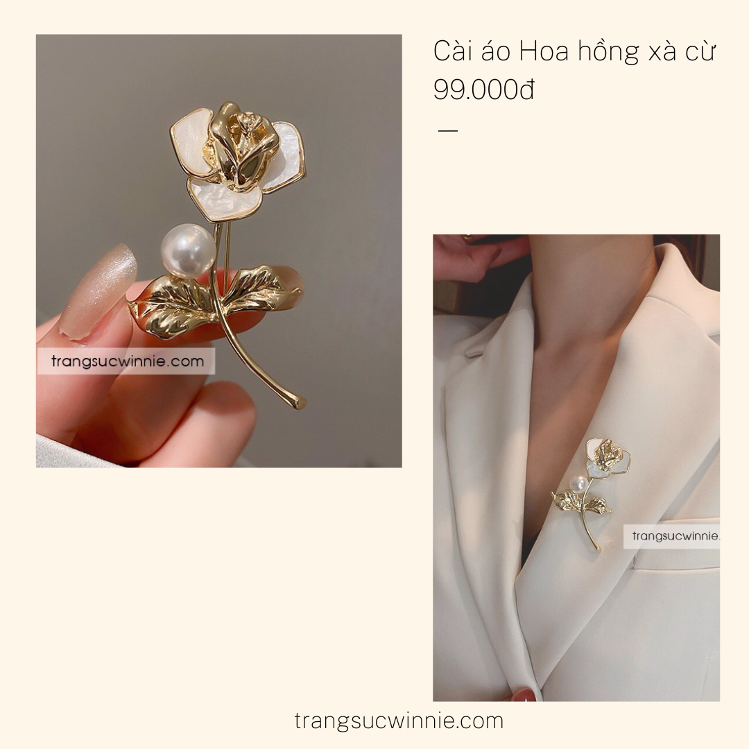 Cài áo Hoa hồng xà cừ