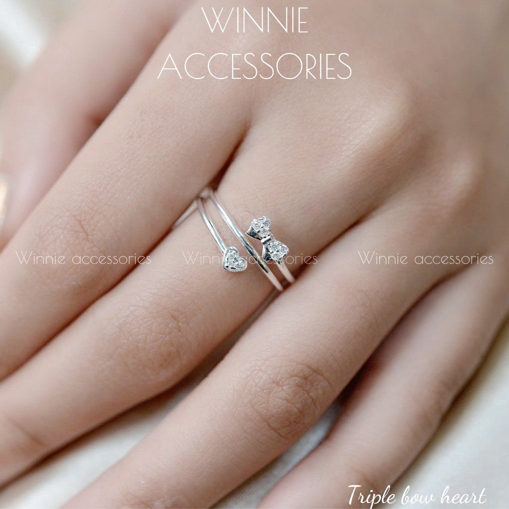 Nhẫn Bạc S925 Triple Bow Heart