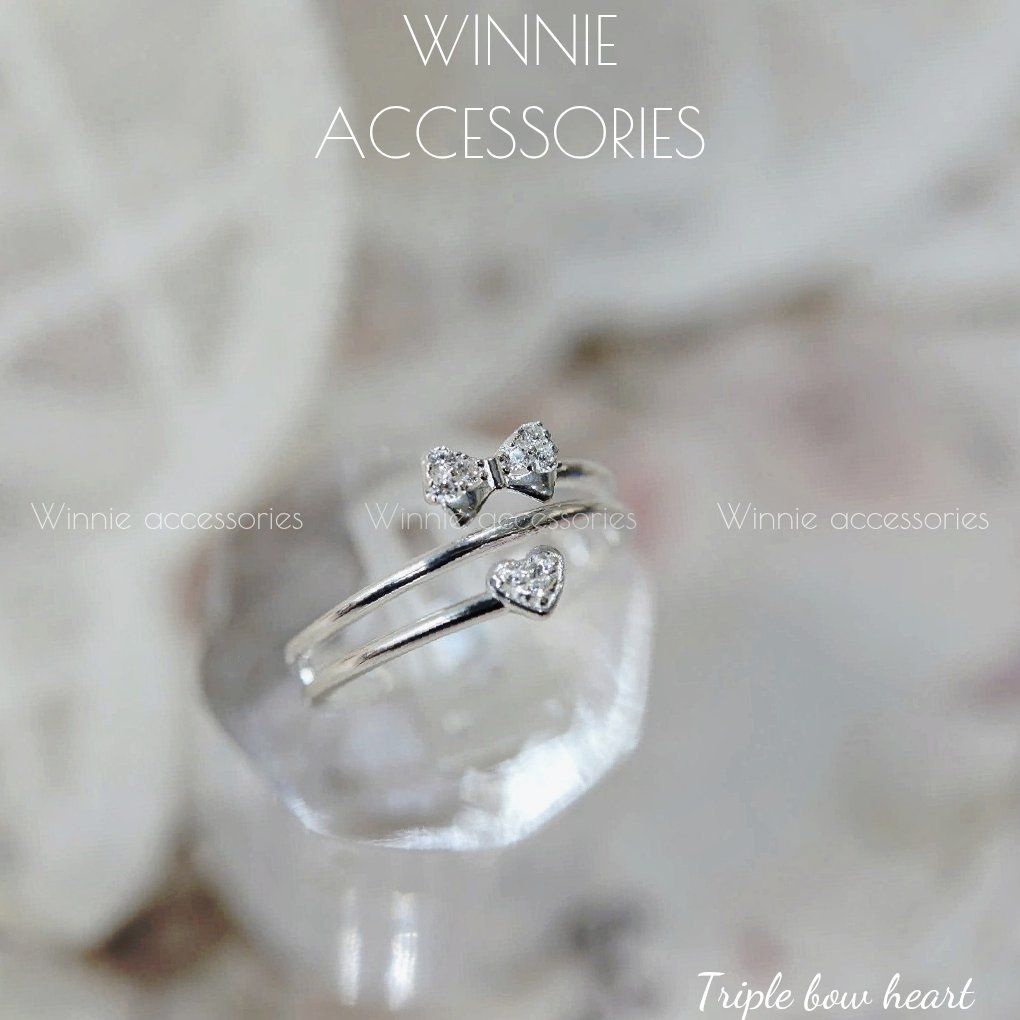 Nhẫn Bạc S925 Triple Bow Heart