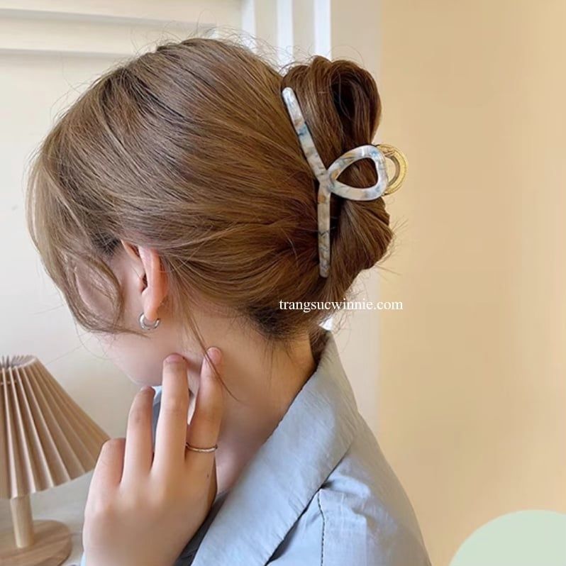 Kẹp tóc Xà cừ chéo - Xanh dương