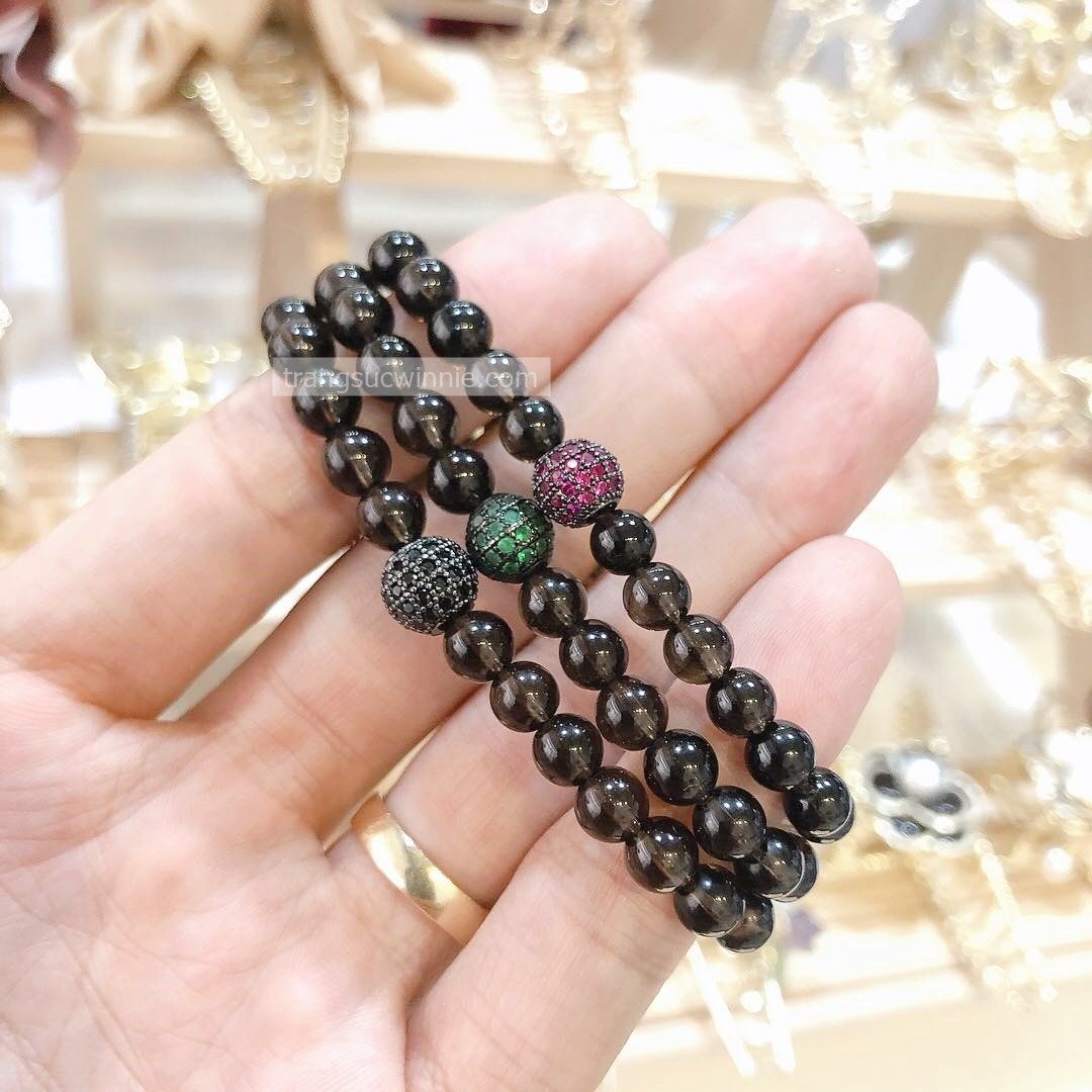 Vòng tay thạch anh xám 6mm
