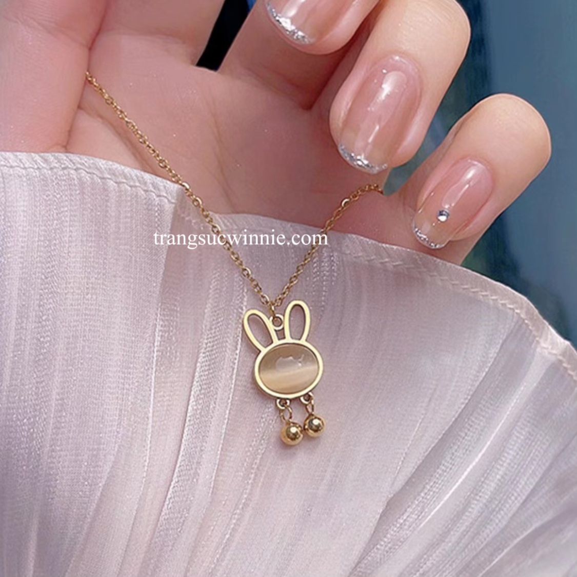 Dây chuyền titan Thỏ Opal