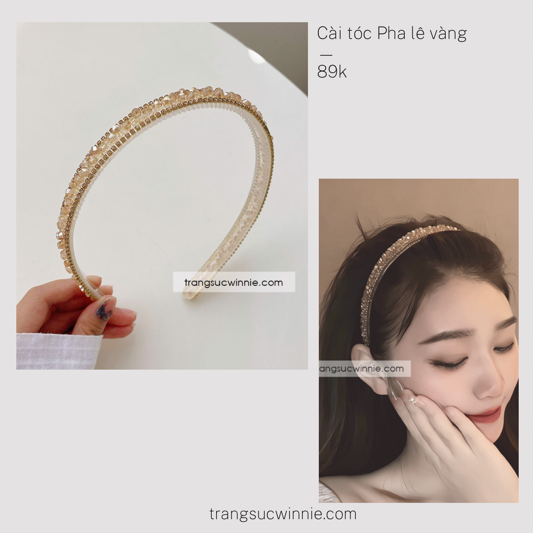 Cài tóc pha lê vàng