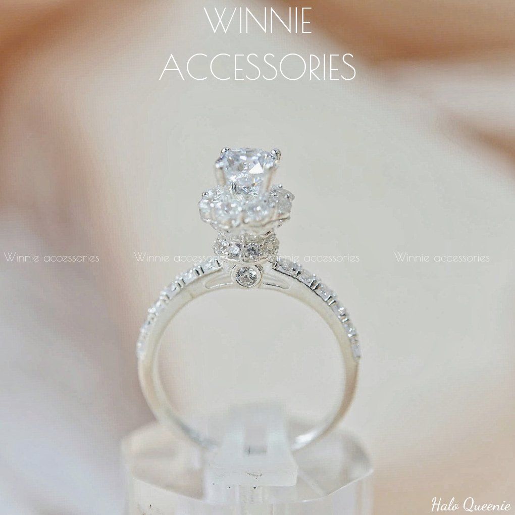 Nhẫn Bạc S925 Halo Queenie