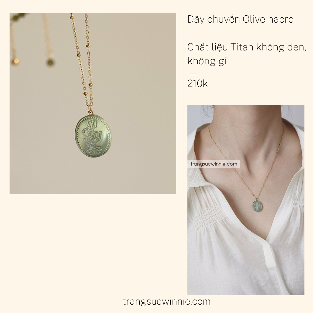 Dây chuyền titan Olive nacre