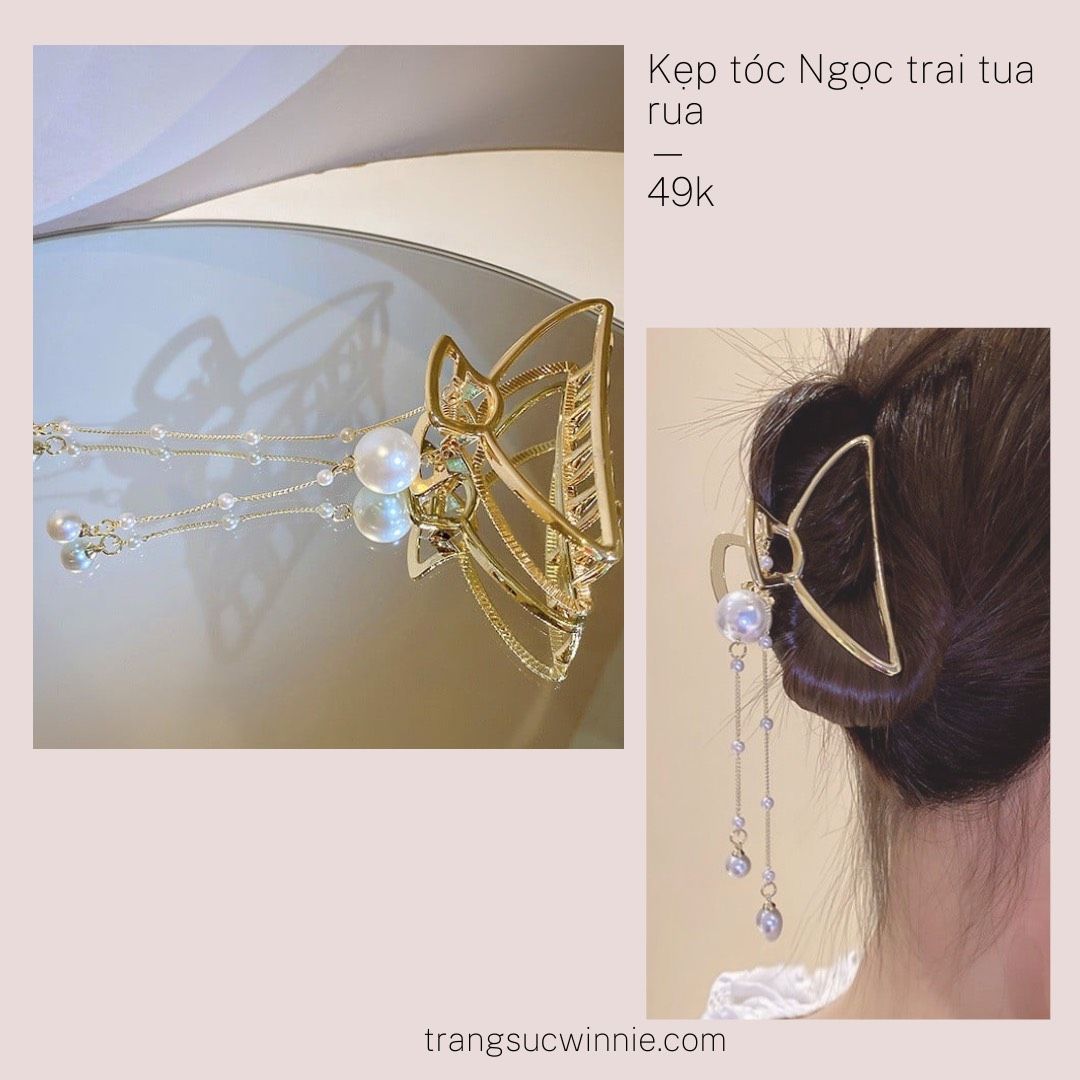 Kẹp tóc Ngọc trai tua rua