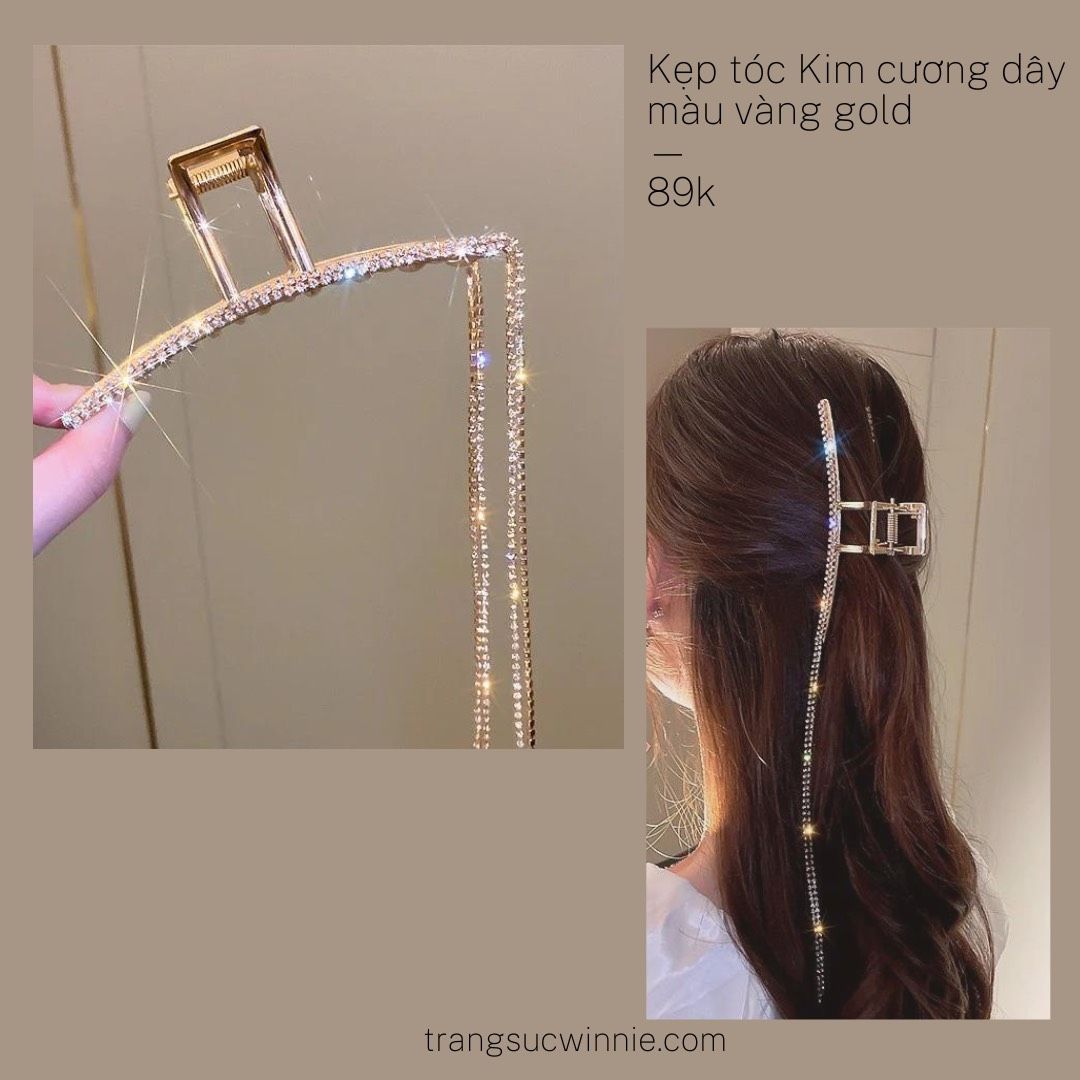 Kẹp tóc Kim cương dây vàng