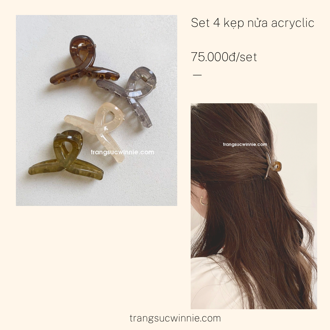 Kẹp nửa Acrylic (set 4 kẹp)