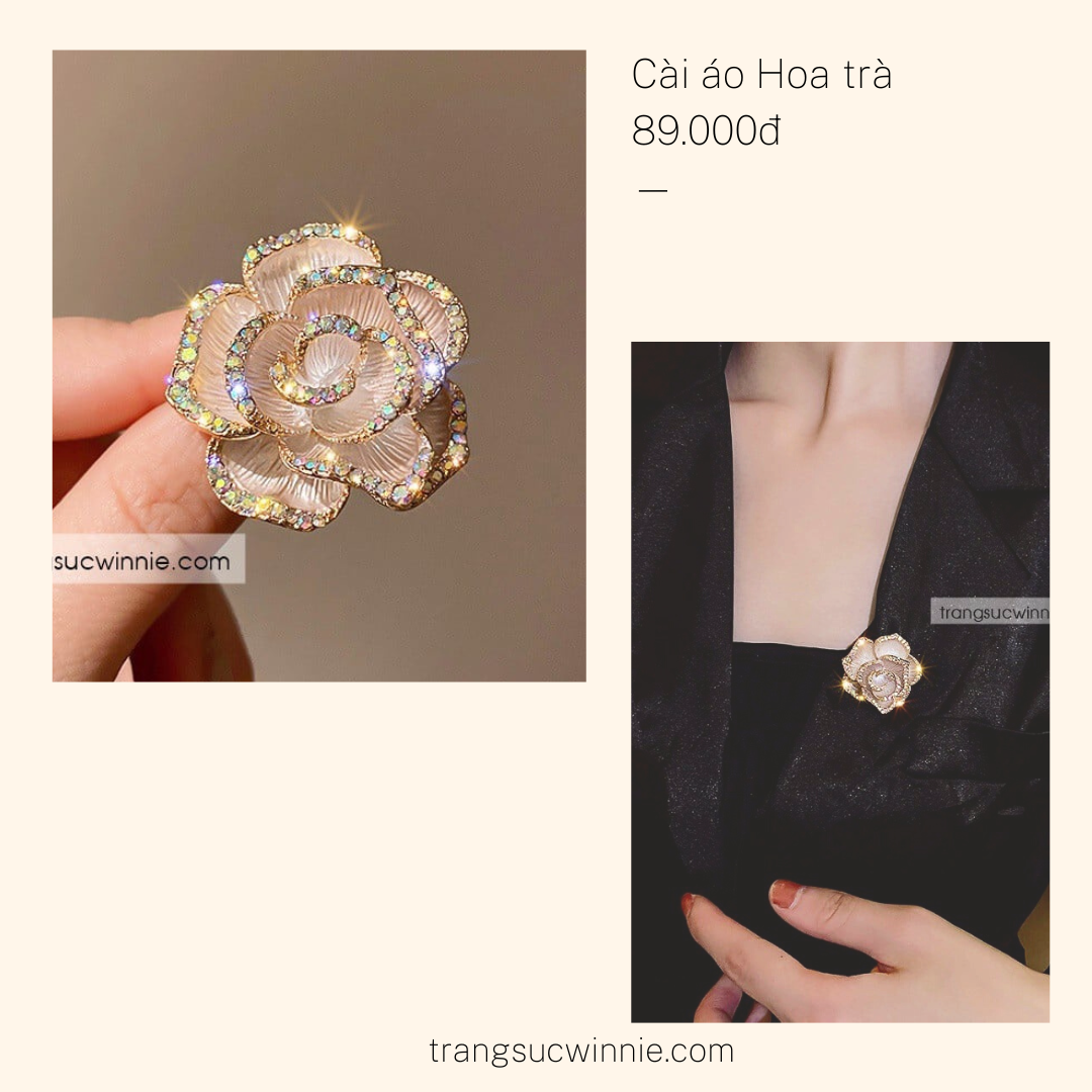 Cài áo Hoa trà trắng