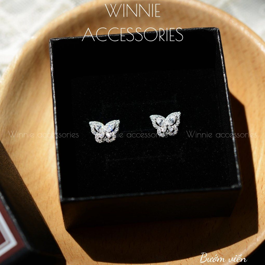 Hoa tai Bạc S925 Bướm viền