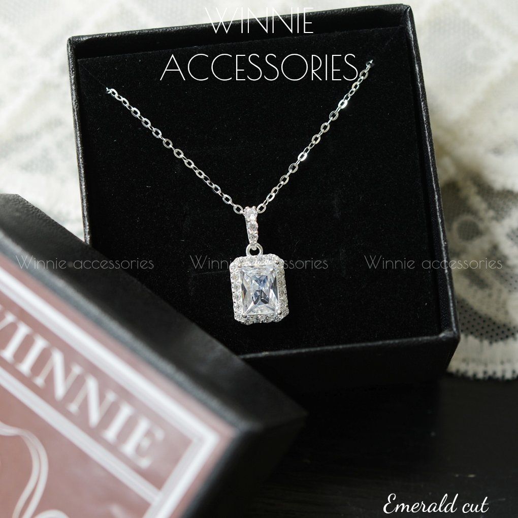 Dây chuyền bạc S925 Emerald Cut