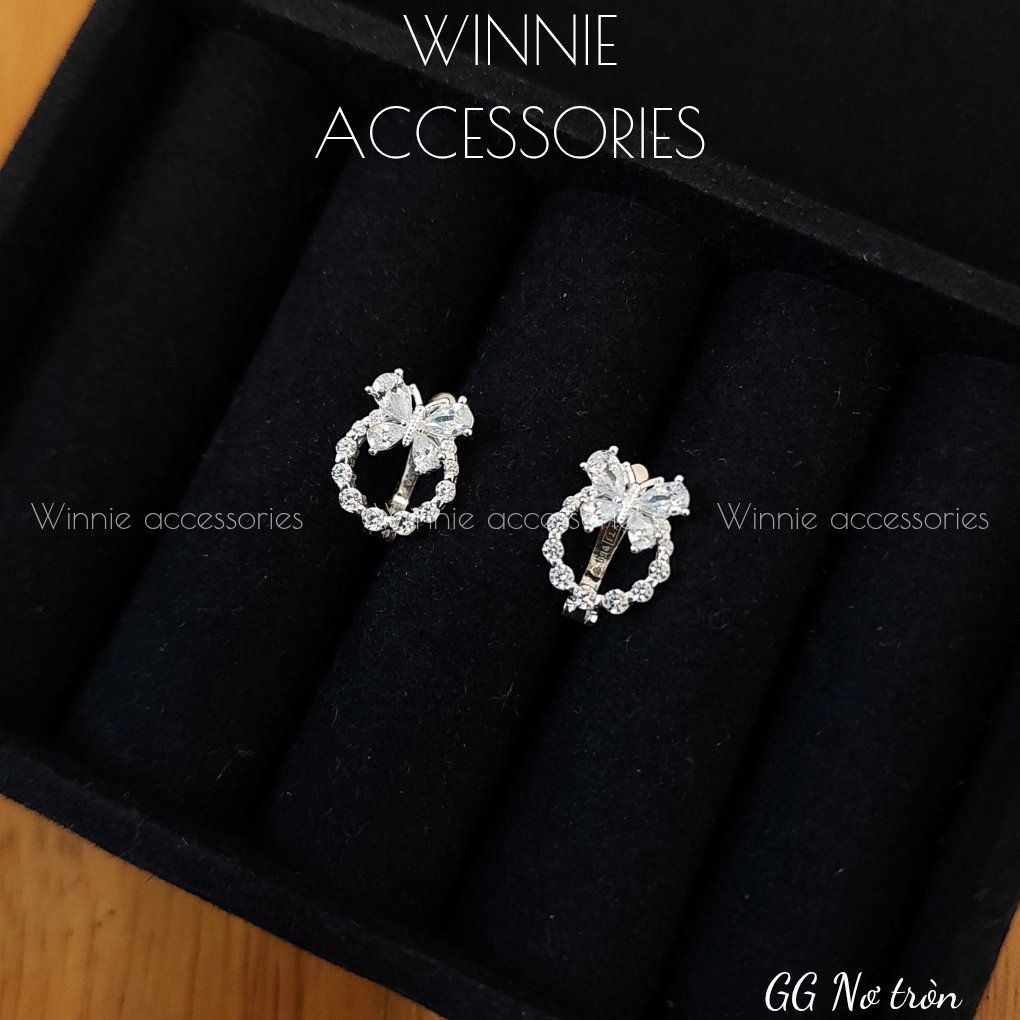 Hoa tai Bạc S925 GG bướm tròn
