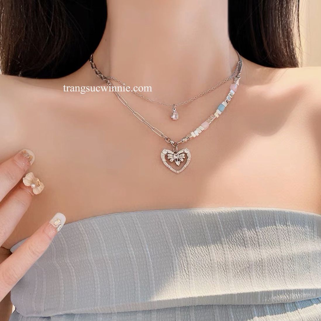 Dây chuyền titan Metal heart