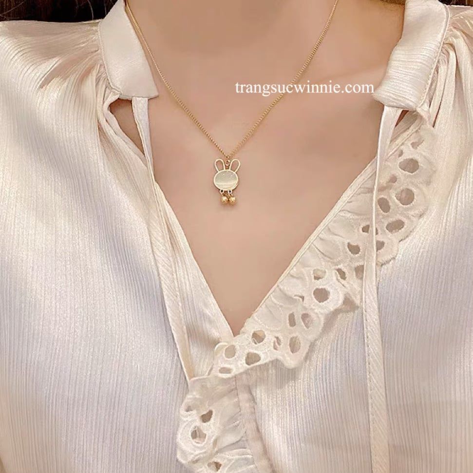 Dây chuyền titan Thỏ Opal