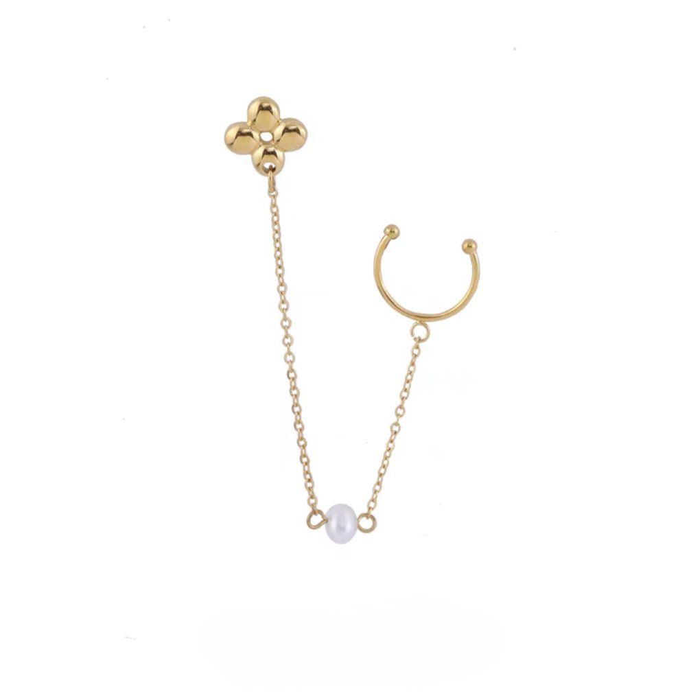 Hoa tai Titan Earcuff Chain Clover (1 chiếc)
