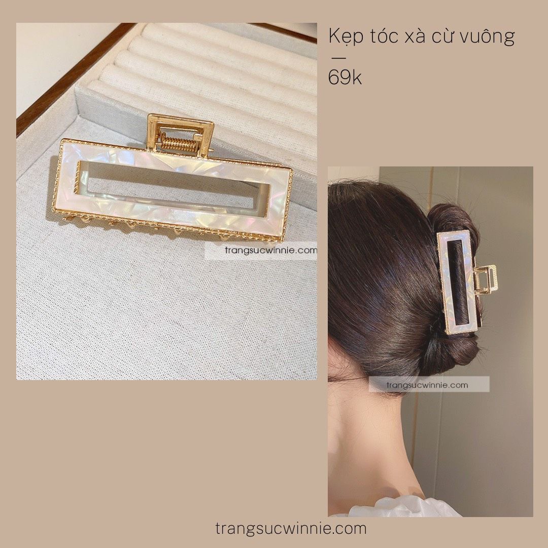 Kẹp tóc Xà cừ vuông