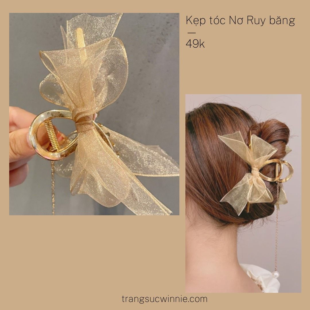 Kẹp tóc nơ Ruy băng