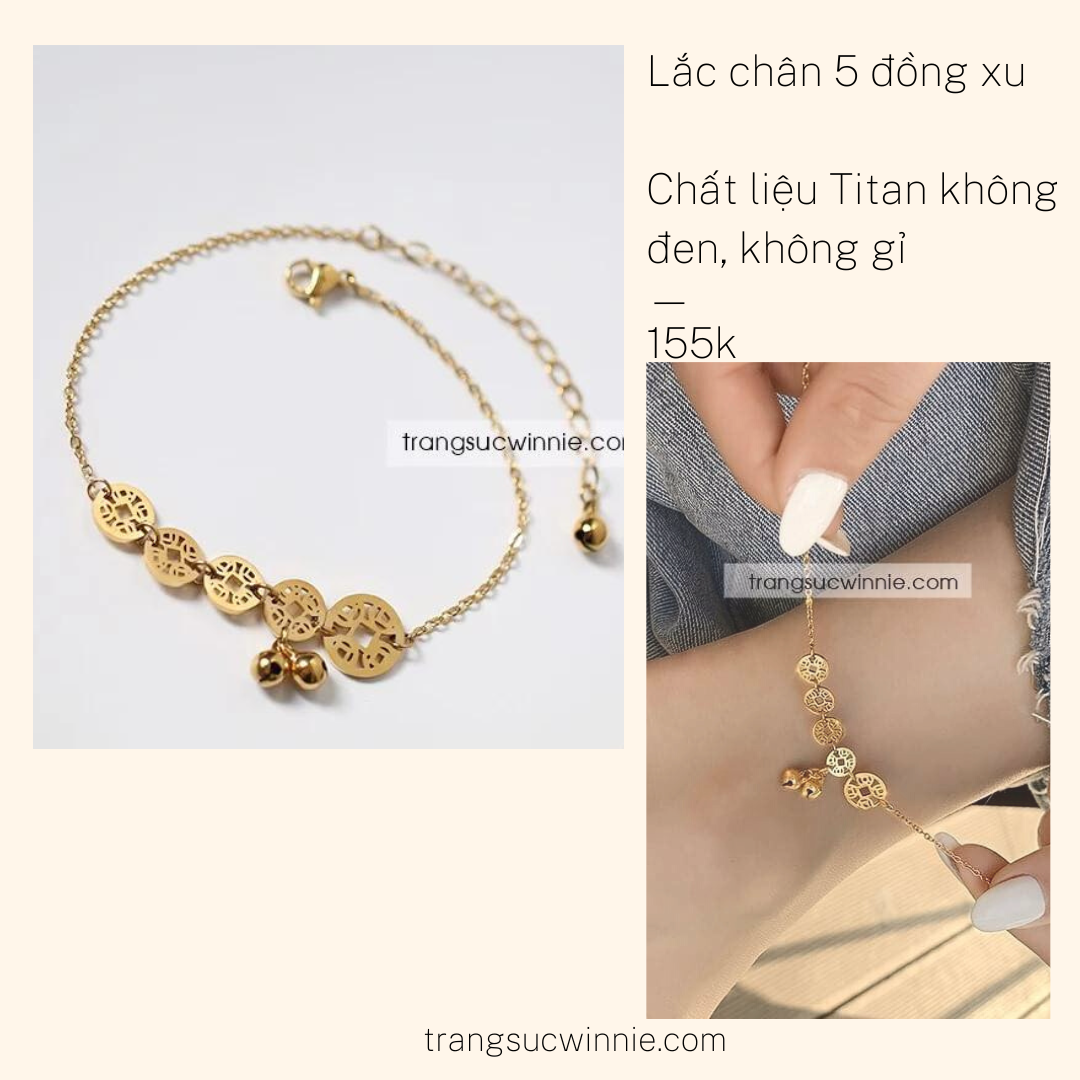 Lắc chân titan 5 đồng xu VG
