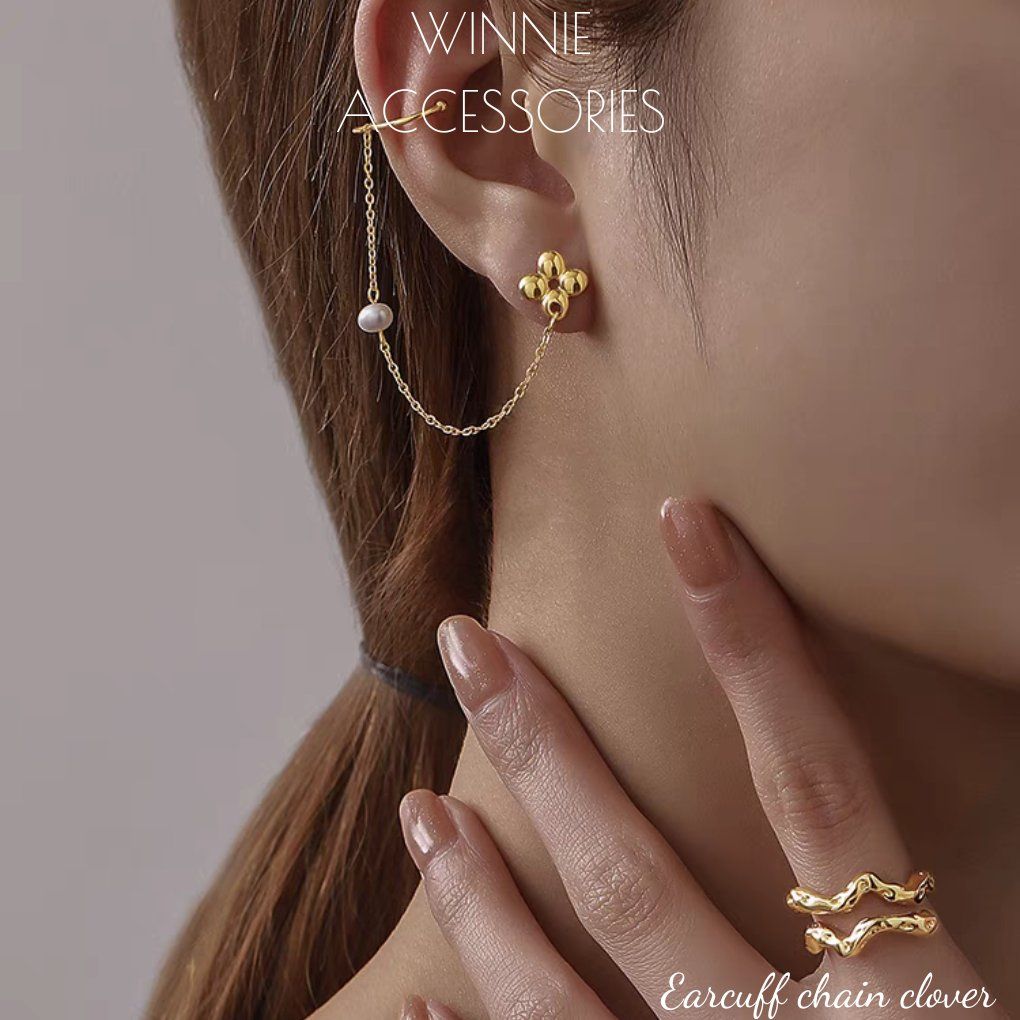Hoa tai Titan Earcuff Chain Clover (1 chiếc)