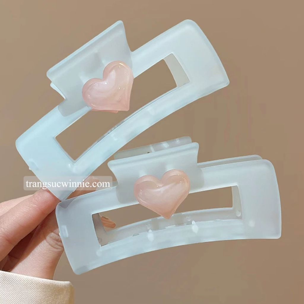 Kẹp tóc Vuông xanh tim