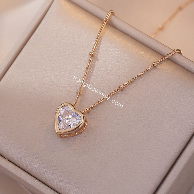 Dây chuyền titan Color heart Trắng