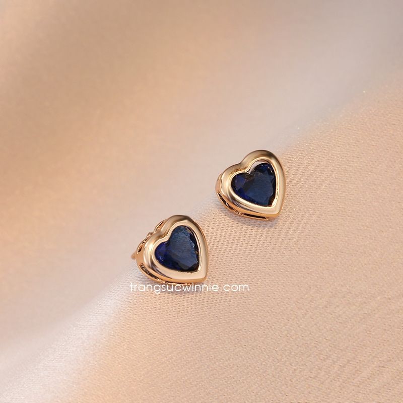 Hoa tai titan Color heart Xanh dương