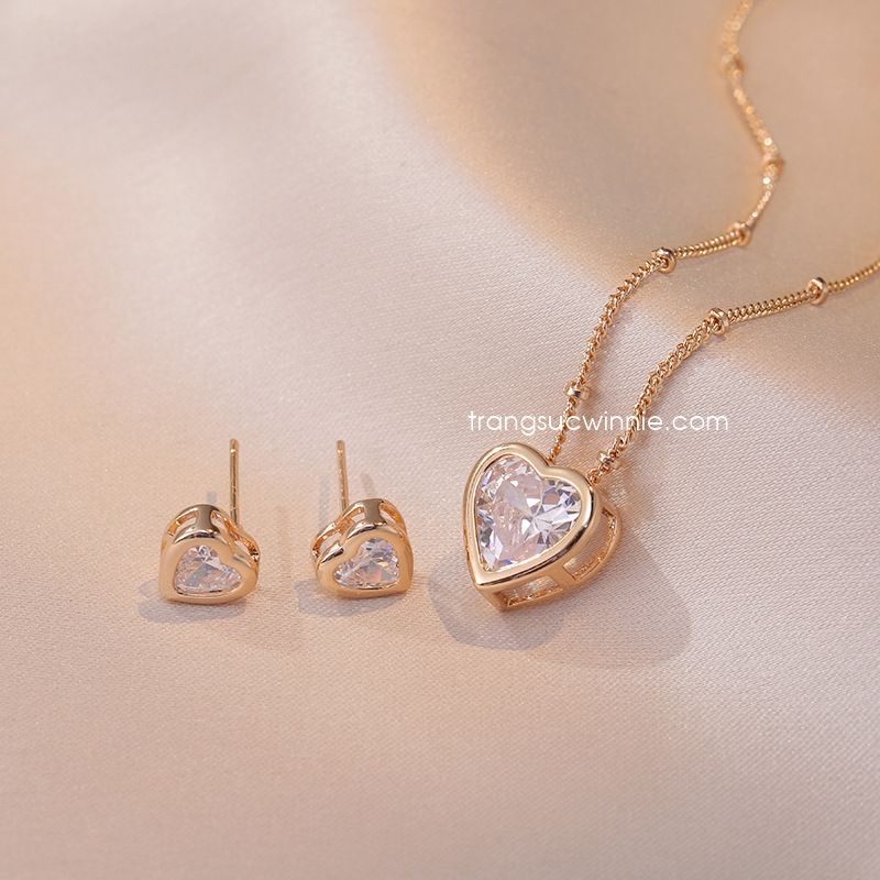 Dây chuyền titan Color heart Trắng