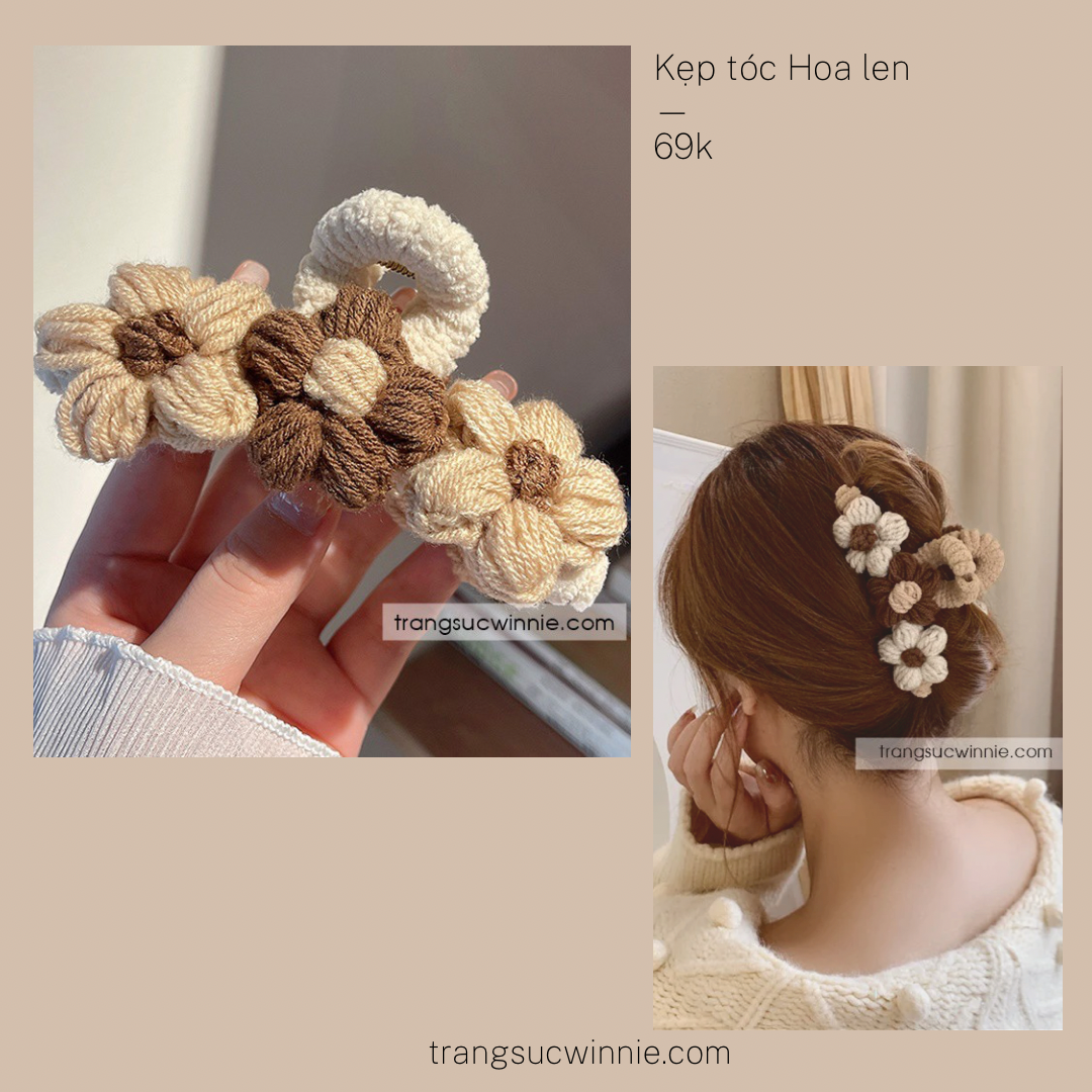 Kẹp tóc hoa len