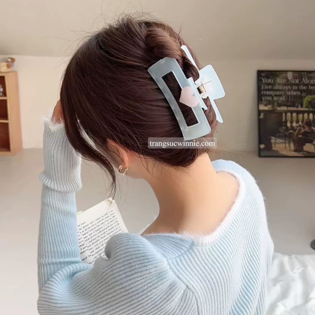 Kẹp tóc Vuông xanh tim