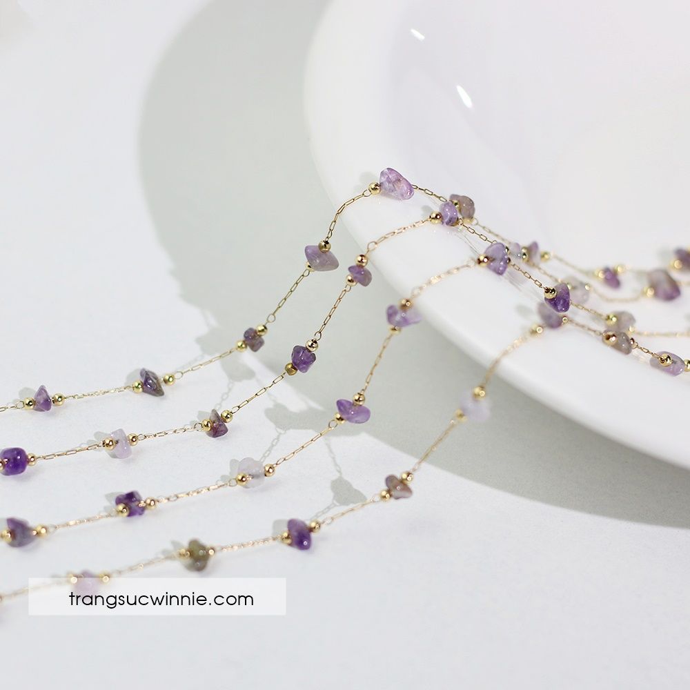 Dây chuyền titan Amethyst