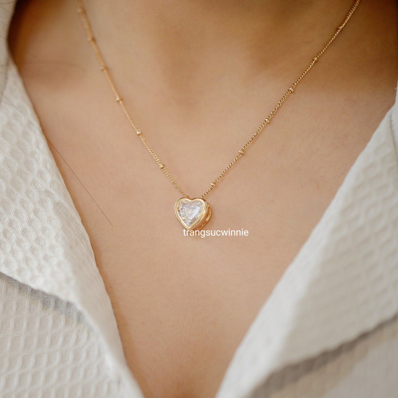 Dây chuyền titan Color heart Trắng