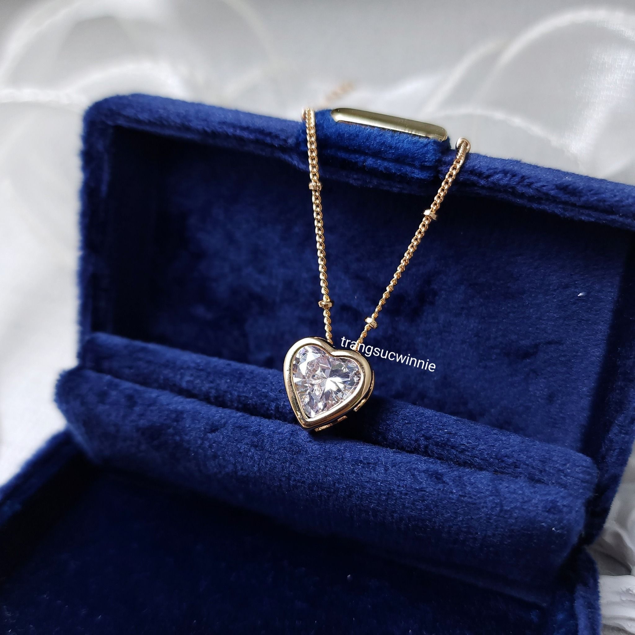 Dây chuyền titan Color heart Trắng