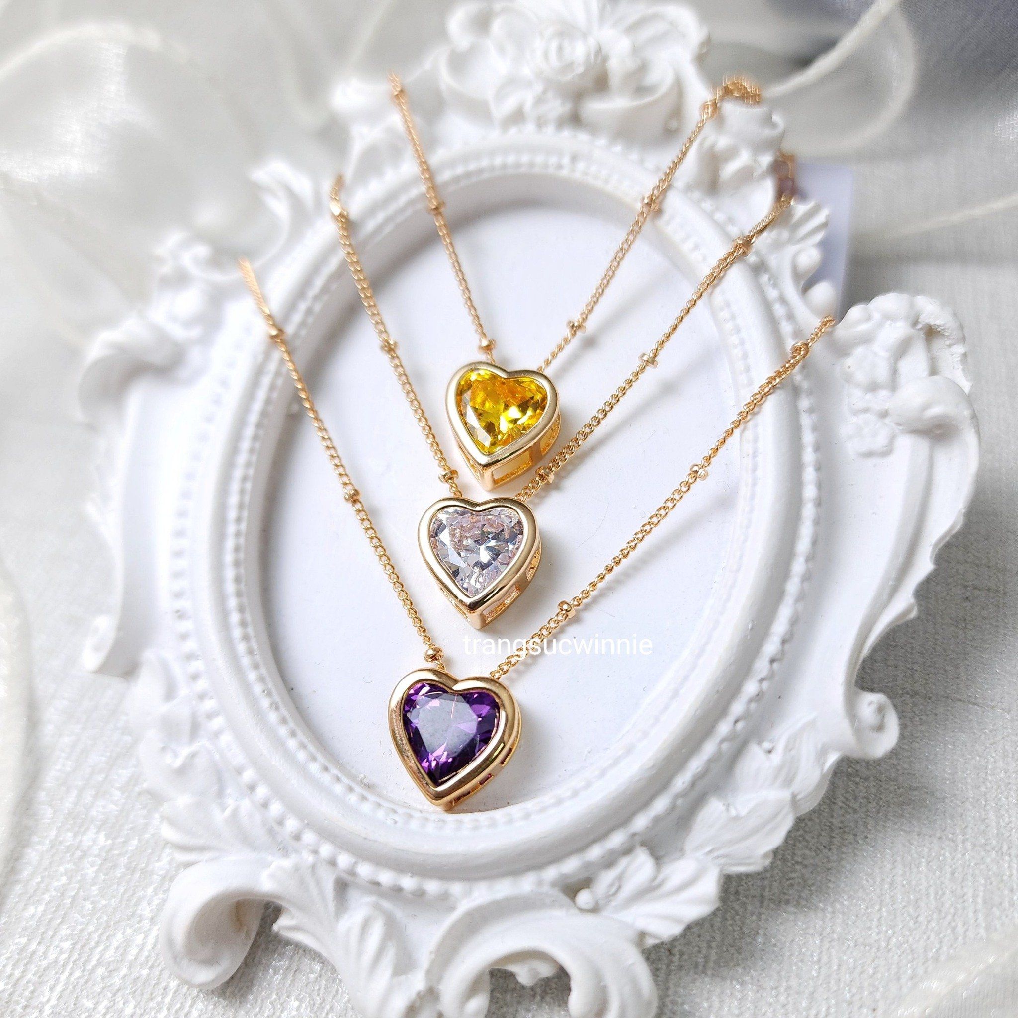 Dây chuyền titan Color heart Trắng