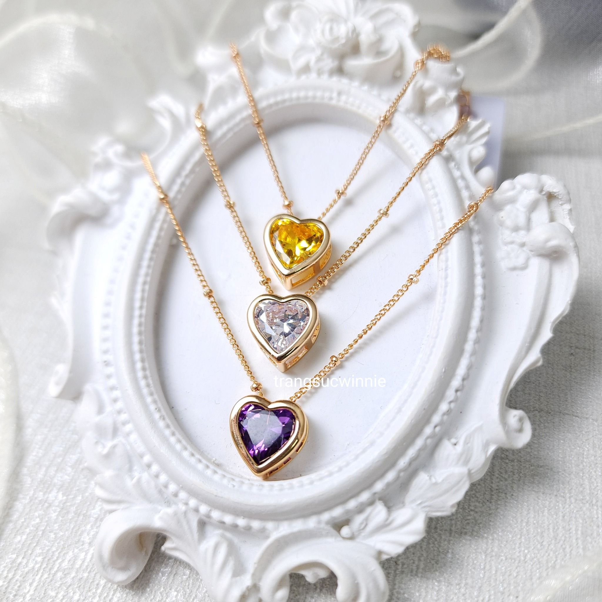 Dây chuyền titan Color heart Tím