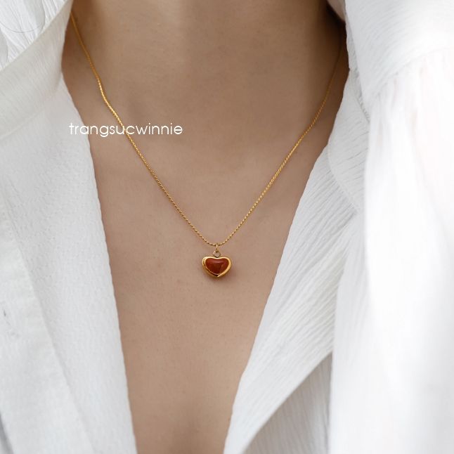 Dây chuyền titan Nacre red heart