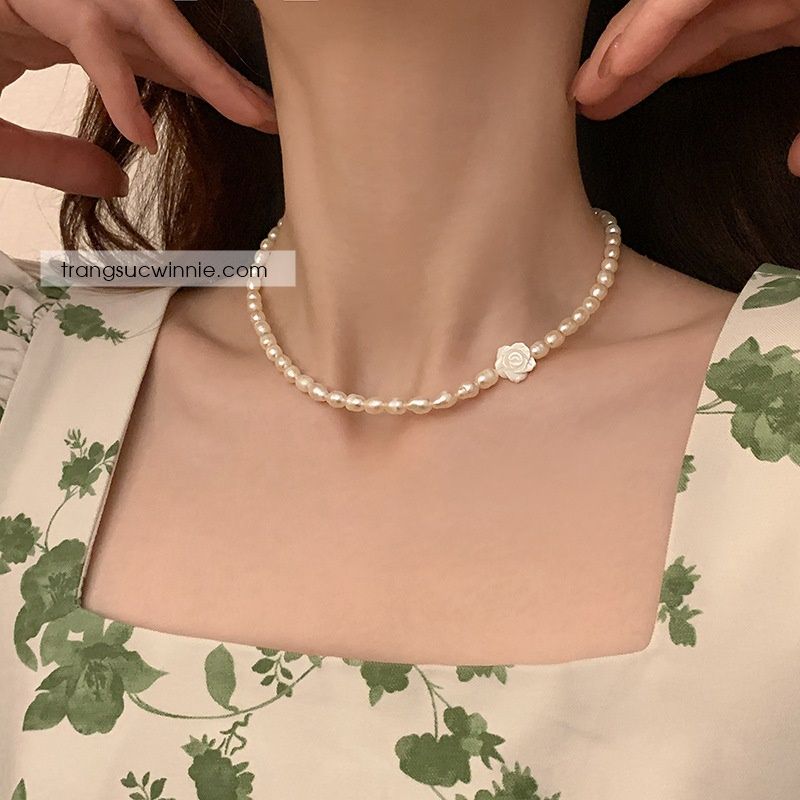Dây chuyền Ngọc trai hoa hồng