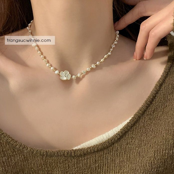 Dây chuyền Ngọc trai hoa trà