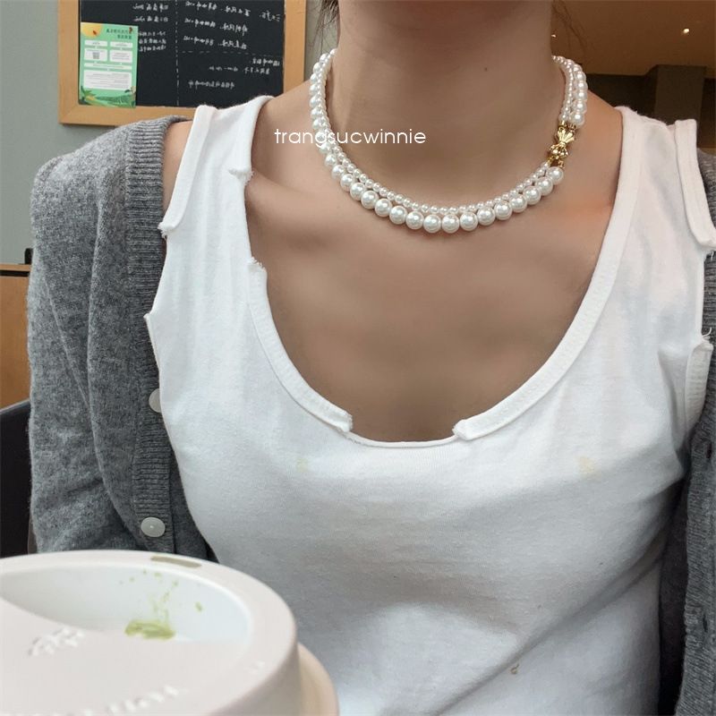 Dây chuyền Ngọc trai khóa nơ