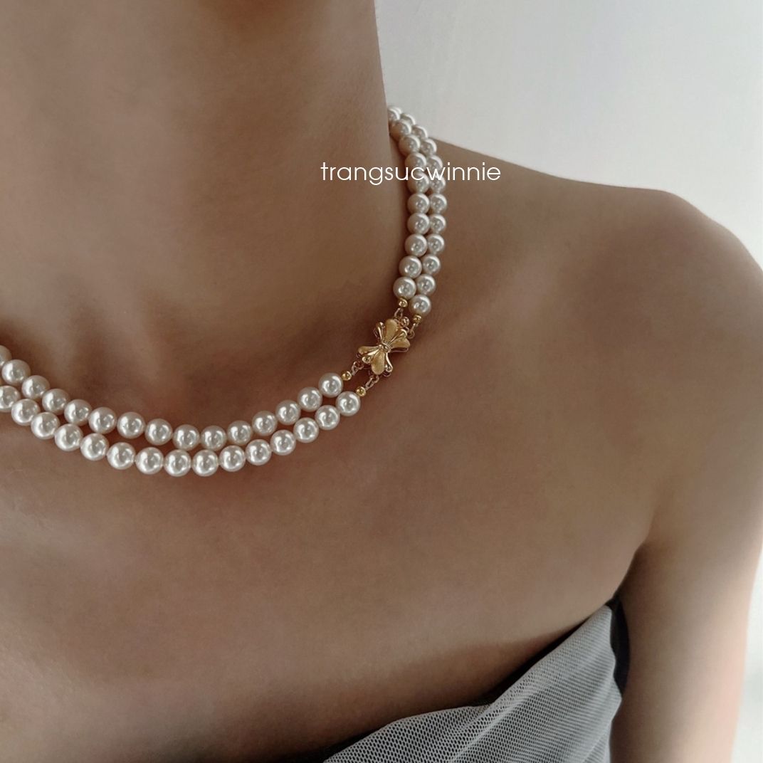 Dây chuyền Ngọc trai khóa nơ