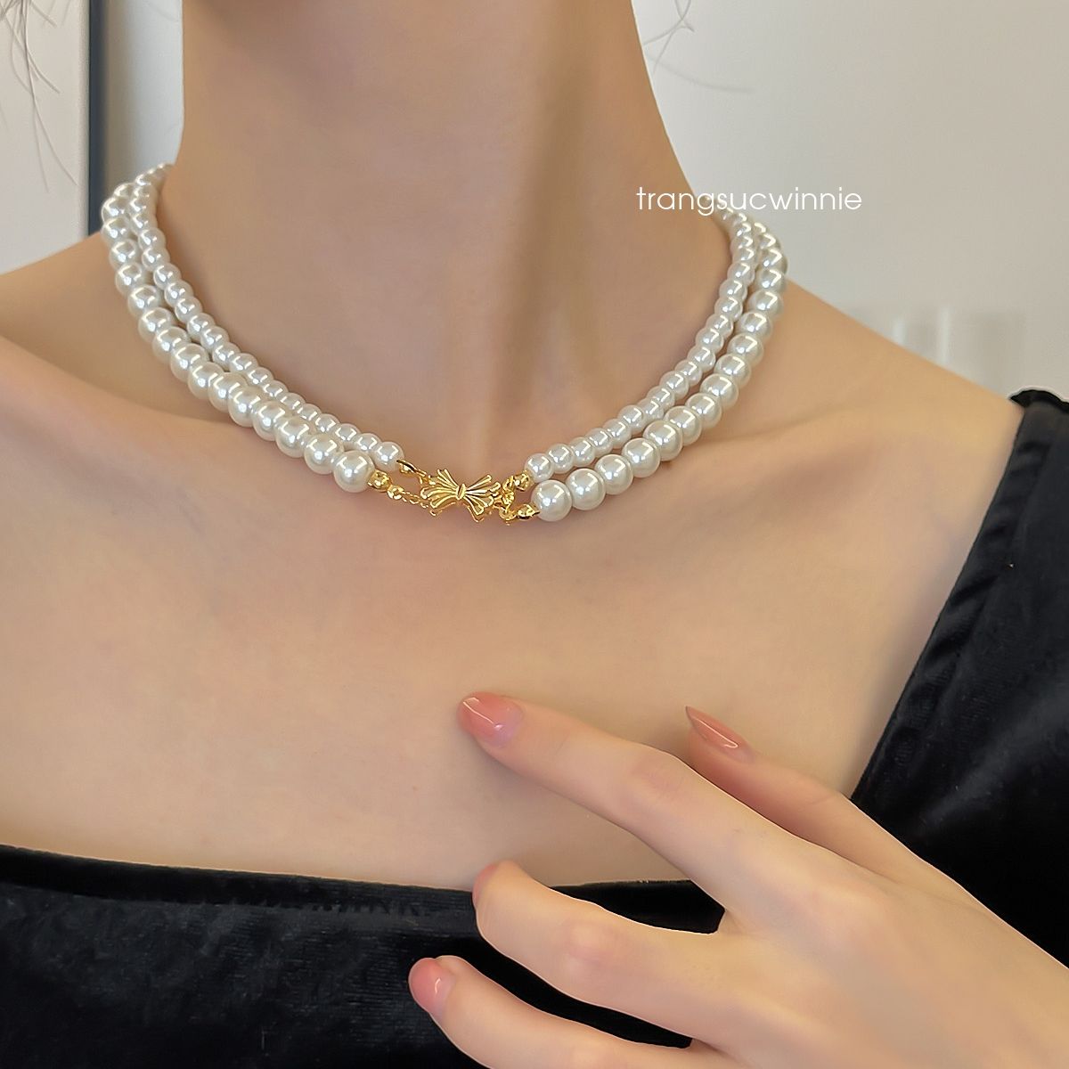 Dây chuyền Ngọc trai khóa nơ