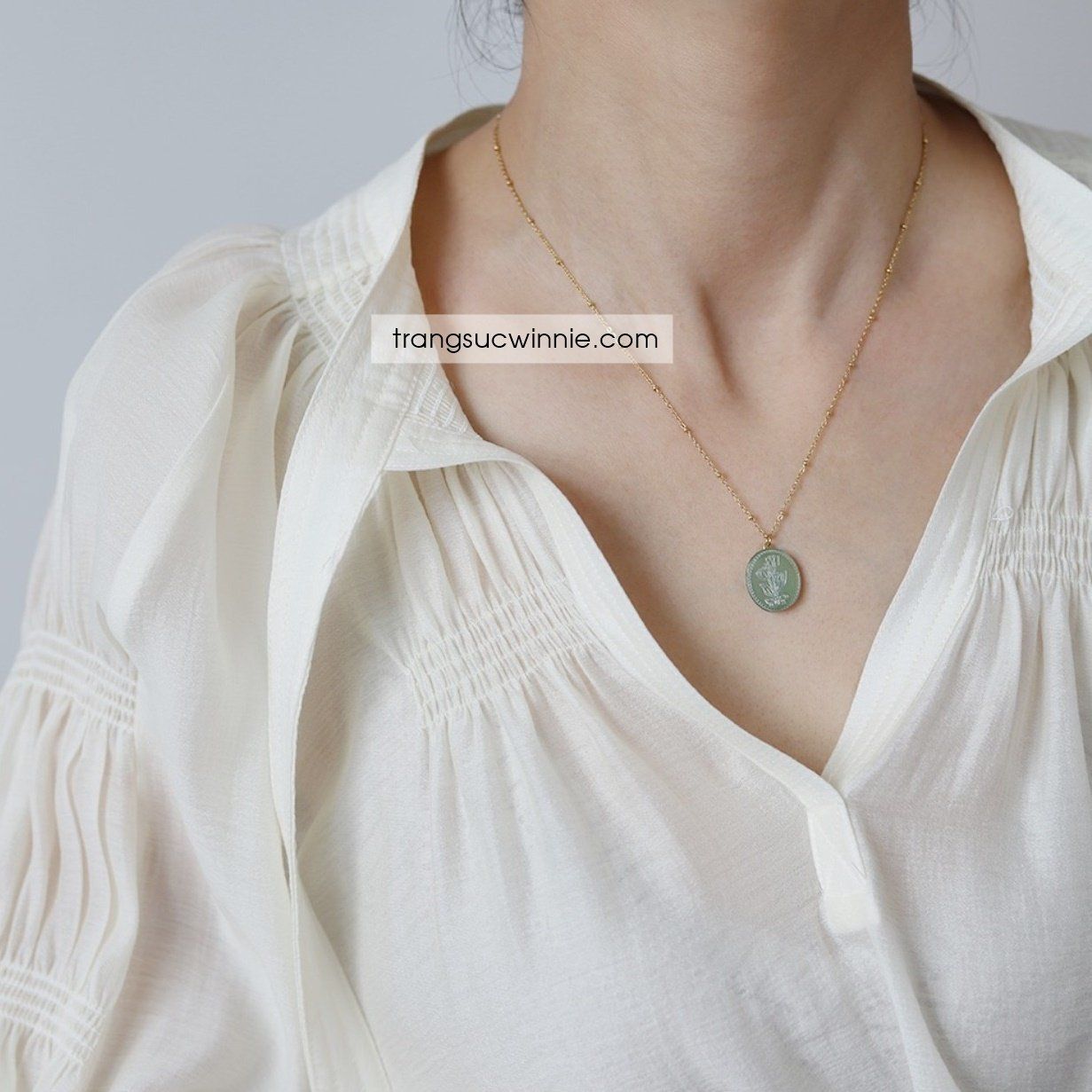 Dây chuyền titan Olive nacre