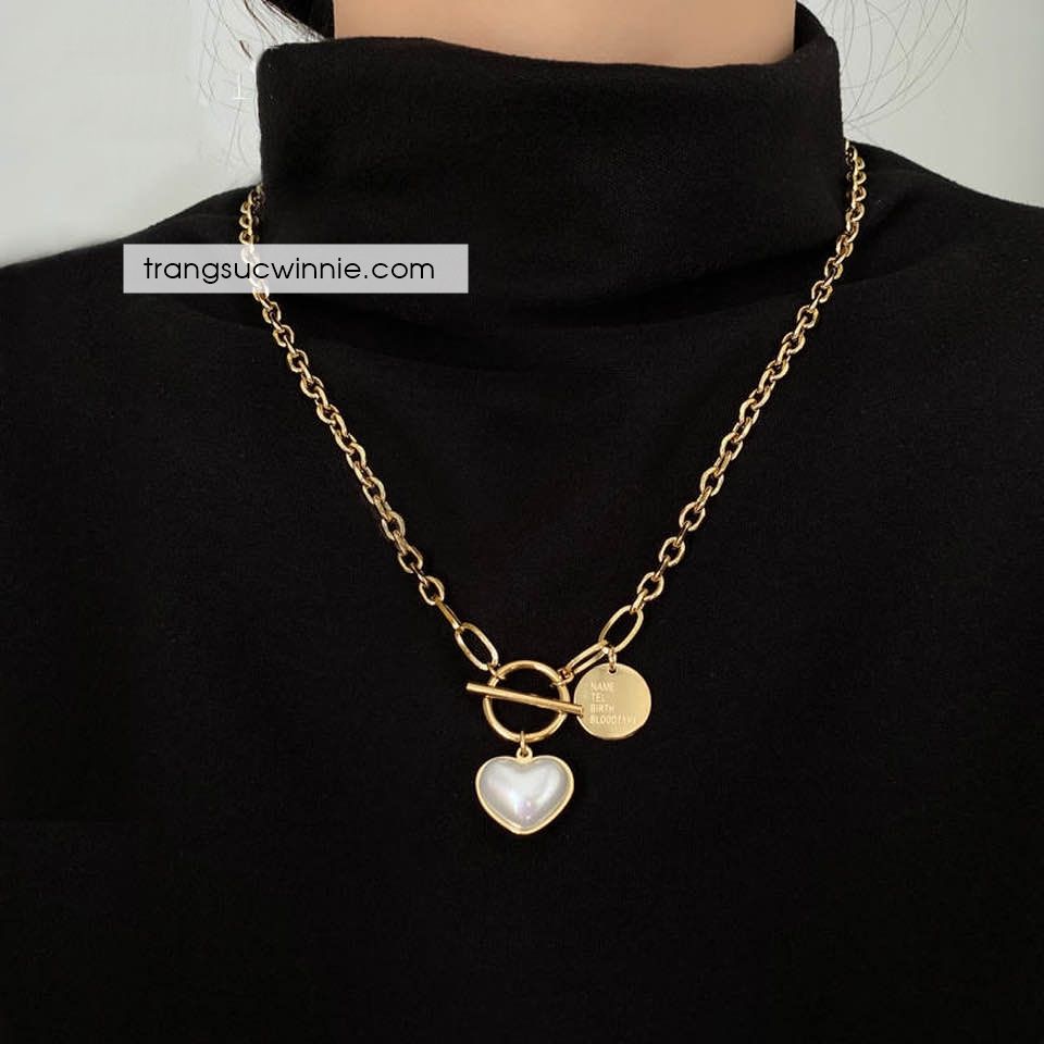 Dây chuyền Pearl heart