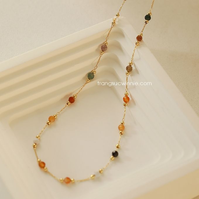 Dây chuyền titan Pha lê màu